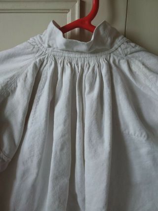 Antique French hand made white linen/heavy cotton embroidered smock 5