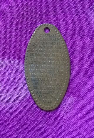 Vintage Antique 1900s Copper Prayer Catholic Protection Charm Amulet Pendant