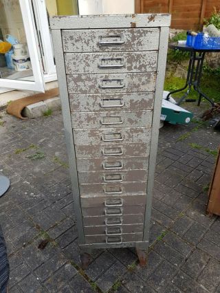 Vintage 15 Drawer Steel Cabinet With Paint