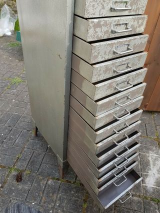 Vintage 15 Drawer steel Cabinet with paint 8