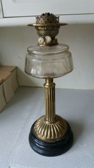 Antique Brass And Glass Oil Lamp - Double Duplex Burner - Best Improved British