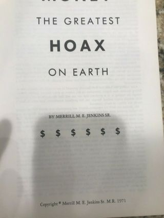 RARE RARE VINTAGE BOOK Money the greatest hoax on earth: Inflation expose 5