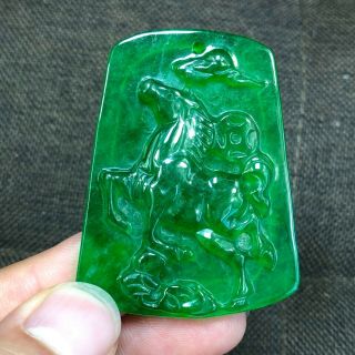 Collectible Chinese Zodiac Green Jadeite Jade Galloping Horse Handwork Pendant 5