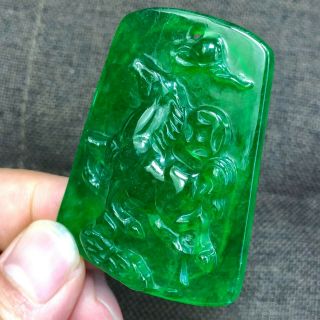 Collectible Chinese Zodiac Green Jadeite Jade Galloping Horse Handwork Pendant 7