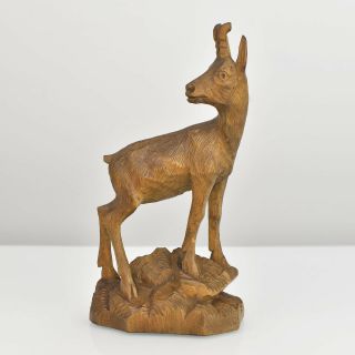 Antique Carved Buck Figurine Wood Carving Brienz Black Forest