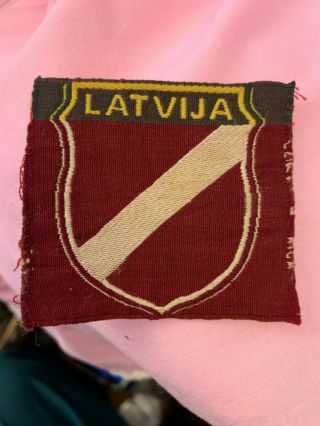 German Wwii Latvia Latvian Riga Pattern Bevo Army Volunteer Shield Patch Rare