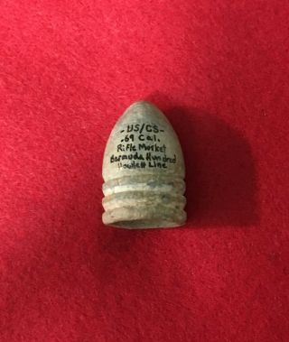 Confederate Civil War Bullet Relic 69 Cal Dug Cs Howlett Line Bermuda Hundred