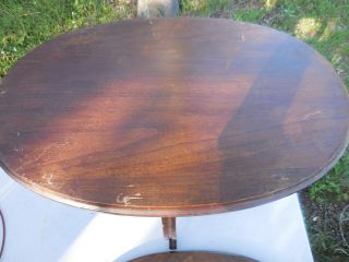 Vintage Oval Tea Table w/ Removable Glass Serving Tray 4