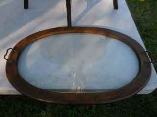 Vintage Oval Tea Table w/ Removable Glass Serving Tray 5