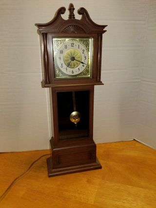 Vintage Spartus Corporation Electric Plug In Grandfather Clock Faux Wood 19.  5”