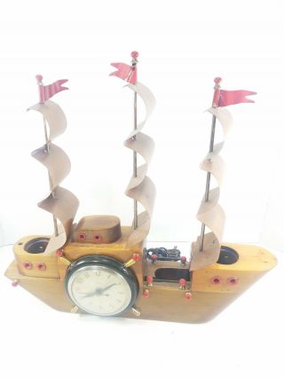 Vintage Sailing Ship Mantle Clock Sessions United Home Decor 17 " X15.  5 "