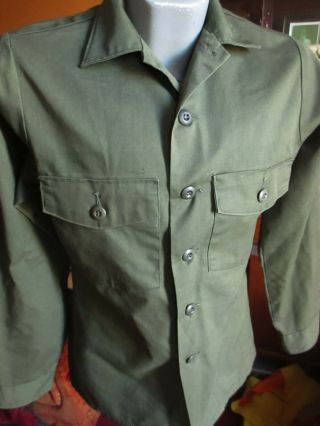 SMALL 1978 Vtg USAF Air Force MAJ Utility OG - 507 Green Fatigue Uniform Shirt 3