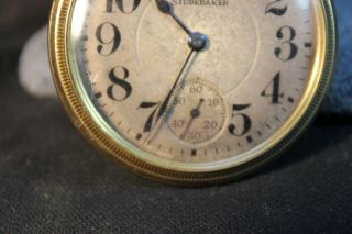 ANTIQUE STUDEBAKER 21J 10KT GF GOLD FILLED STAR CASE DOUBLE ROLLER POCKET WATCH 3