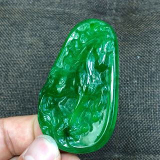 Rare Chinese Zodiac Green Jadeite Jade Handwork Collectible Horse Amulet Pendant 7