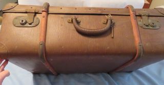 RARE 1800s Antique Vintage SUITCASE TRUNK Rustic With KEY from ENGLAND 2