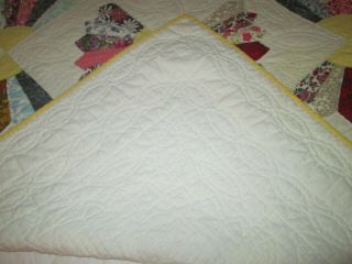 Vintage Feed Sack Hand Sewn CHINESE FAN Quilt w/ Novelty Prints - Hand Quilted 4