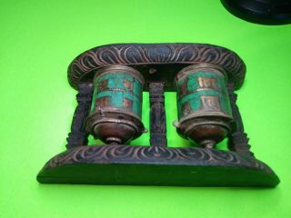 Chinese Antique Tibetan Buddhism Very Old Hand - Made Prayer Wheel.  Inlaid