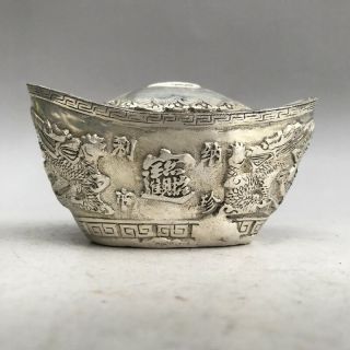 Exquisite Old China A Rare Tibet Silver Ingots Carved Sculpture In Ancient China