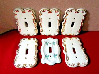 (6) Vintage " Fine Bone China Light Switch Plate Covers " : Great For Rehab