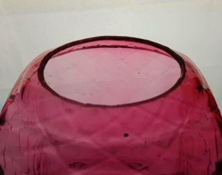 Victorian Cranberry Optic Glass Kerosene Paraffin Oil Gas Hall Lamp Shade 7