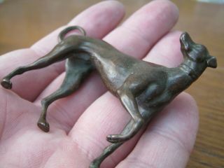 Gorgeous Lost Wax Cast Bronze Of An Art Deco Dog Whippet or Greyhound 3