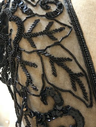 Gorgeous Antique Vintage C.  1920’s Black Beaded Sequin Capelet Collar 3