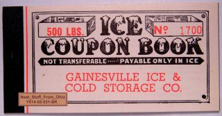 Ice Coupon Booklet - Gainesville Ice And Cold Storage Company (florida) C1940 