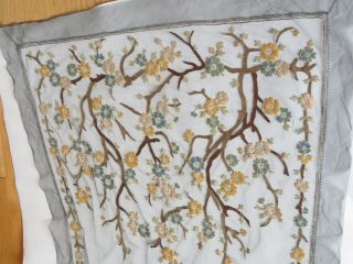 Antique Victorian Black Embroidered Flower Net Lace Scarf Shawl Mantilla Veil 8