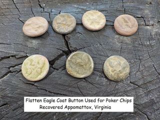Old Rare Vintage Antique Civil War Relic Eagle Button Poker Chip Appomattox Va