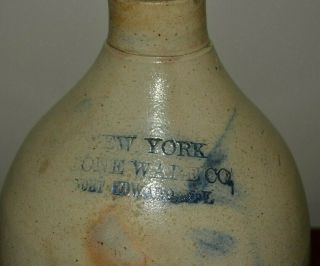 Antique Primitive Cobalt Blue Decorated Stoneware Jug York Stoneware Co 2