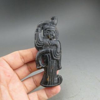 China,  Liaoning,  Jade,  Hongshan Culture,  Black Magnet,  Dancers,  Pendant Z510