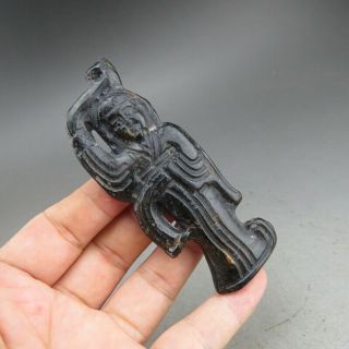 China,  liaoning,  jade,  hongshan culture,  black magnet,  dancers,  pendant Z510 2