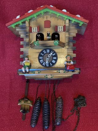 Antique Black Forest Musical Cuckoo Schmeckenbecher Clock Dancers West German