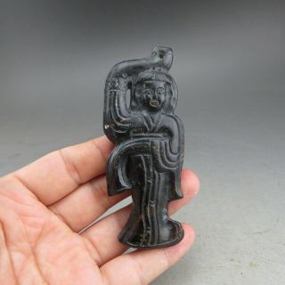 China,  Jade,  Hongshan Culture,  Black Magnet,  Jade,  Dancers,  Pendant V711