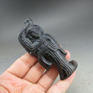 China,  jade,  Hongshan culture,  black magnet,  jade,  dancers,  pendant V711 2