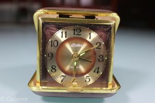 Vintage Linden Travel Clock Alarm Clock.  Art Deco.  In Case.  Running.  W48