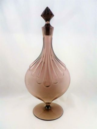 Stylish Art Deco Purple Bohemian Czech Glass Decanter Bottle 10 1/2 " C1930 
