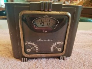 Rex Airmeter Art Deco Clock - Xxxrare Runs Well; Temp. ,  Humidity Dials.