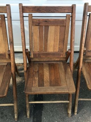 Set of 4 Antique Vintage Wood Folding Oak Slat Chairs Circa 1930 - Local Pickup CT 5