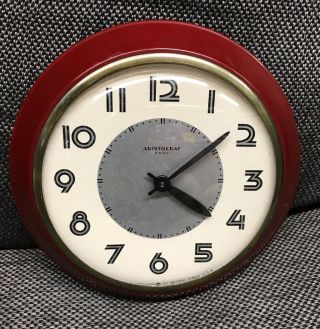 Vintage Wall Clock Art Deco Ingraham Co.  Aristocrat 8 Day 7”