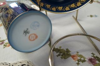 SEVRES CHATEAU DES TUILERIES c.  1846 LOUIS PHILLIPE Cobalt/Gilt CUP & SAUCER SET 6