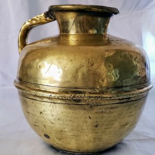 Antique French Large Brass Milk Water Jug Pitcher Vase Circa 1910 - 20 