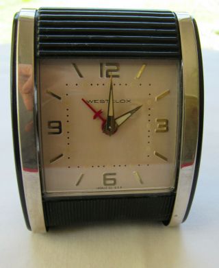 Vintage Mcm Westclox Black Folding Travel Alarm Clock Semi Roll Top
