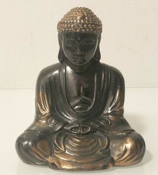 Antique Japanese Bronze Kamakura Buddha,  Artist Signed Minor Wear And Discolor