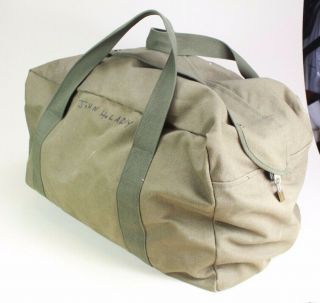 Vintage Large Shoulder Bag Us Army Military Green Canvas Tote Parachute