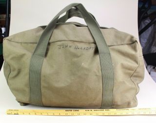 Vintage Large Shoulder Bag US Army Military Green Canvas Tote Parachute 2