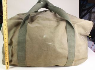 Vintage Large Shoulder Bag US Army Military Green Canvas Tote Parachute 4