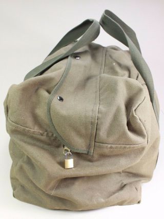 Vintage Large Shoulder Bag US Army Military Green Canvas Tote Parachute 5