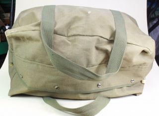 Vintage Large Shoulder Bag US Army Military Green Canvas Tote Parachute 7