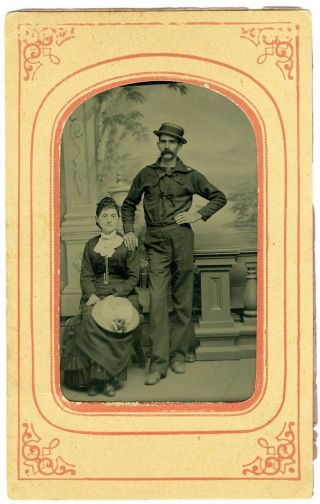 Tintype Of 1860s Period Navy Sailor And Wife